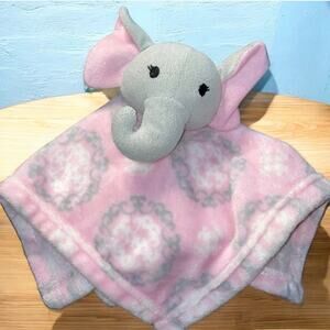 HB Hudson Baby Pink Gray Elephant Lovey Security Blanket 14” Plush Toy Nursery